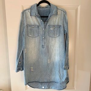En creme👖denim tunic